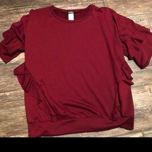 Maroon ruffle top